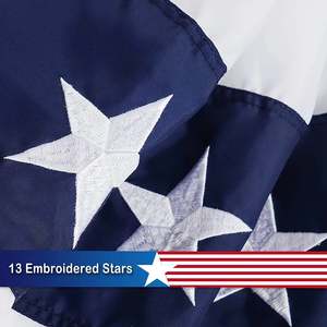 ธงพับแบบอเมริกัน ขนาด 1.5x3 ฟุต ผลิตในสหรัฐอเมริกา ปักลายดาว ธงประดับวันชาติสหรัฐอเมริกา 4 กรกฎาคม พร้อมห่วงทองเหลือง 3 จุด - Product Image 4