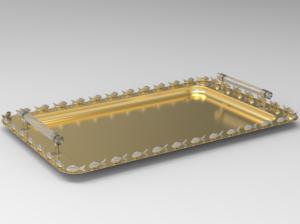 Vantage Plateau design moderne de meilleure qualité avec poignée en acrylique pour la cuisine Plateau de service en forme de rectangle fini or - Product Image 4