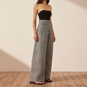 Mujer primavera nueva moda recta pierna ancha pantalones cómodos Vintage cintura alta transpirable cremallera trasera pantalones femeninos - Product Image 6