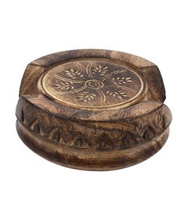 Handmade <b>6</b>-Piece Wooden Coasters <b>Set</b> Rustic Lotus Shaped Drink Mat Holder with Custom Size Natural Wood Color Carving Design - Product Image 1