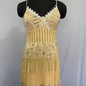 ชุดเดรสยาวผ้าลินินคอวีแขนพองคอวีสไตล์วินเทจสำหรับปาร์ตี้เดรสคอวีทรงหลวมสำหรับฤดูใบไม้ผลิ/ฤดูร้อน - Product Image 1