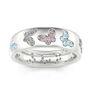 Bague de mariage pour femme en argent sterling incrustée de papillons colorés Jeulia - Product Image 1