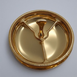 Serveur de fruits secs en aluminium de qualité supérieure avec compartiments à trois feuilles en finition or antique conçu pour les repas décoratifs - Product Image 3