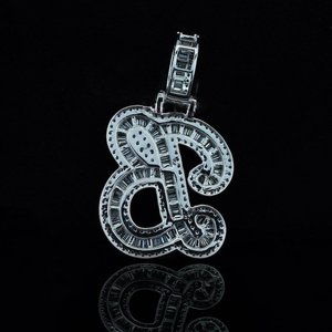 Colgante de Plata con Inicial Personalizada de Moissanita, Letra B, con Baño de Rodio, Hecho a Mano, con Diamantes - Product Image 3
