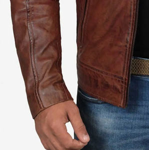 Veste en cuir marron élégante pour homme sur mesure, style col chemise et poignets, veste en cuir personnalisée pour homme - Product Image 5
