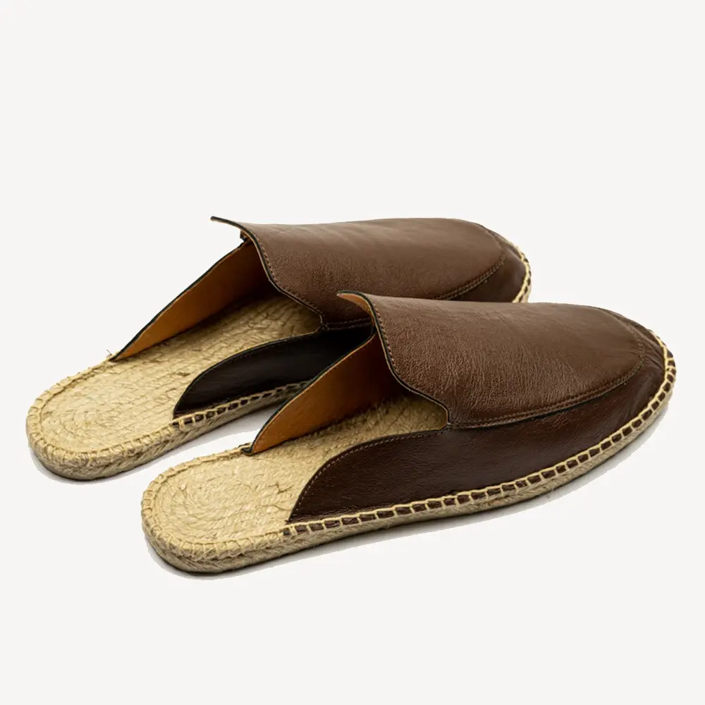 New Design Women's Flats Leather Women Loafers Shoes Soft Slip-on Jute Espadrille Slippers Shoes For Ladies Casual Shoes