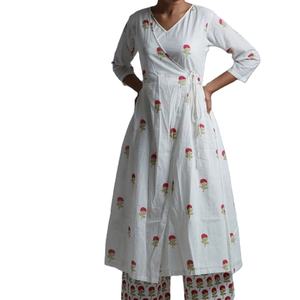 Mini Magenta Blockprint Wrap Kurta Dames et Filles Indiennes Mode Style Qualité Kurti et Pantalon Fabriqué en Inde - Product Image 1