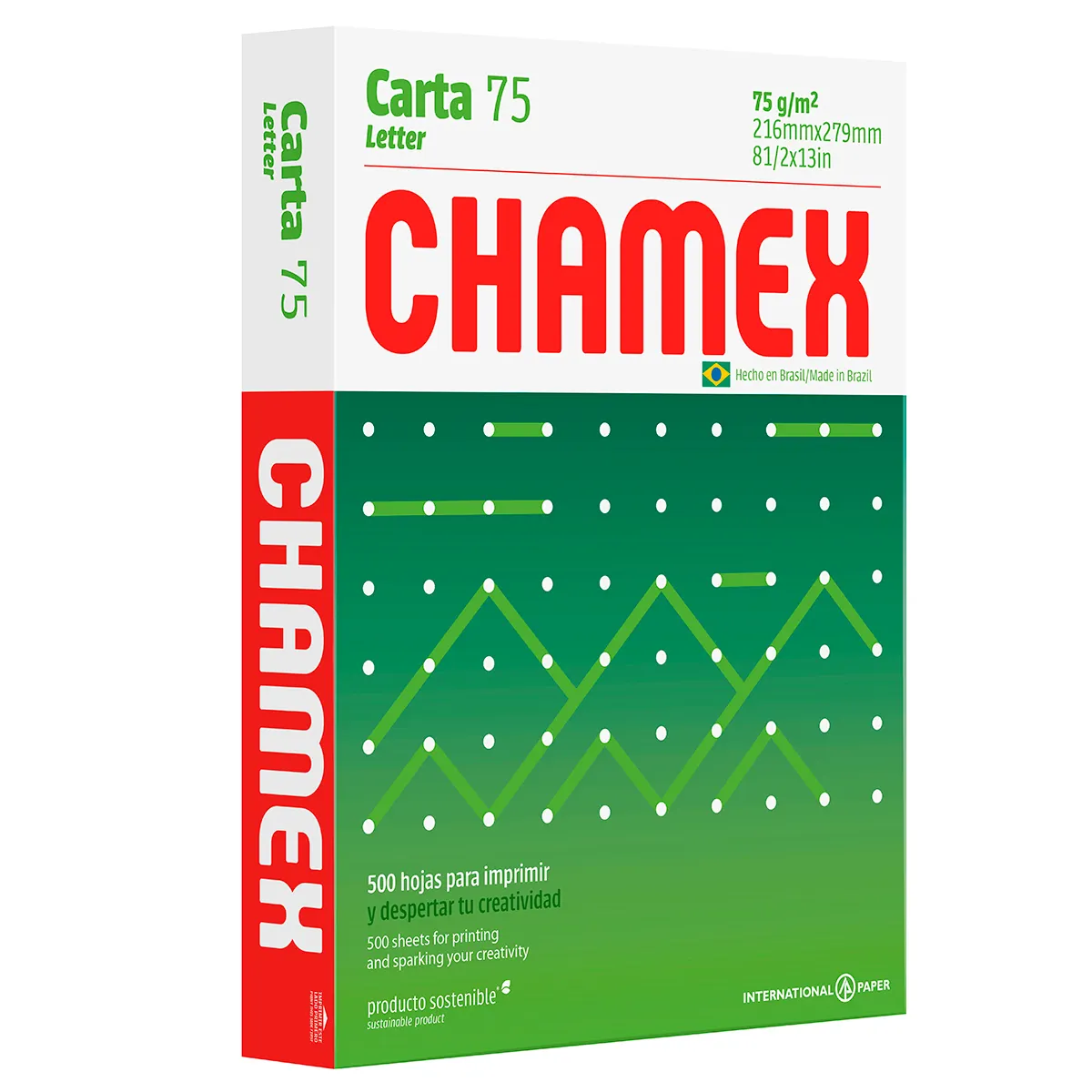 Chamex Papel A4, 210x297mm, 90g, Pacote 500 Folhas, ब्रैंको Sulfite