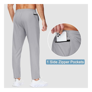 Pantalones de chándal atléticos antiarrugas para hombre de fondo abierto, pantalones de hombre, pantalones teñidos lisos - Product Image 2
