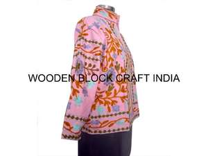 Veste de fête printanière pour femme, magnifique, faite à la main, nouvelle tendance, tissu de canard, broderie suzani, motif floral, taille unique, courte, hiver - Product Image 5