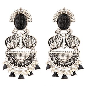 ผู้ผลิตเครื่องประดับอินเดีย Boho คริสตัล rhinestone ห้อยต่างหูเครื่องประดับขายส่งสีดำ - Product Image 1