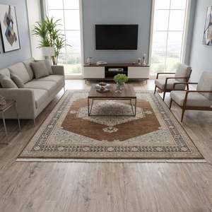 <b>Hand</b> Knotted Oushak Persian Area Rug Eco-Friendly Geometric Pattern Design Medium Anti-Slip Washable Handmade Woven <b>Hand</b> <b>Wash</b> - Product Image 2