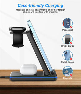 Fábrica OEM/ODM CE Rhos portátil de escritorio rápido 15W cargador inalámbrico soporte 3 en 1 para Iphone <span class=keywords><strong>Android</strong></span> - Product Image 4