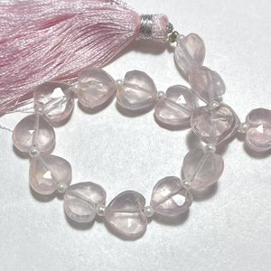 Venta al por mayor 10MM cuarzo rosa facetado forma de corazón Briolette cuentas Natural Vertical taladro piedra cuentas para joyería - Product Image 3