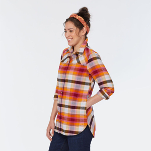 Camisa de franela a cuadros de talla grande para mujer acogedora y elegante, moda informal larga para aventuras al aire libre de otoño e invierno con Oem - Product Image 4
