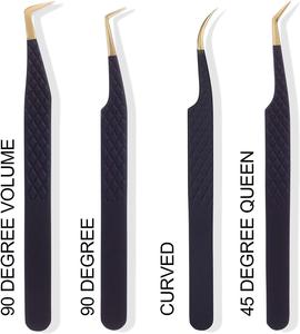 Pinzas de pestañas con punta de fibra de acabado negro de etiqueta privada Mega Volume Mastery para extensiones de pestañas - Product Image 6
