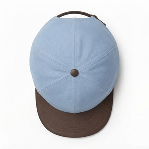 Gorra de Béisbol con Visera de Gamuza, Algodón Cepillado, Letra Bordada en 3D, Azul Claro y Marrón, 6 Paneles, Ajustable, Unisex, Casual, Personalizable - Product Image 6