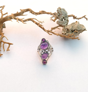 Bagues de fiançailles et de mariage en argent Sterling 925 pour femmes bijoux fins avec améthyste pierres précieuses lunette réglage fête appropriée - Product Image 1