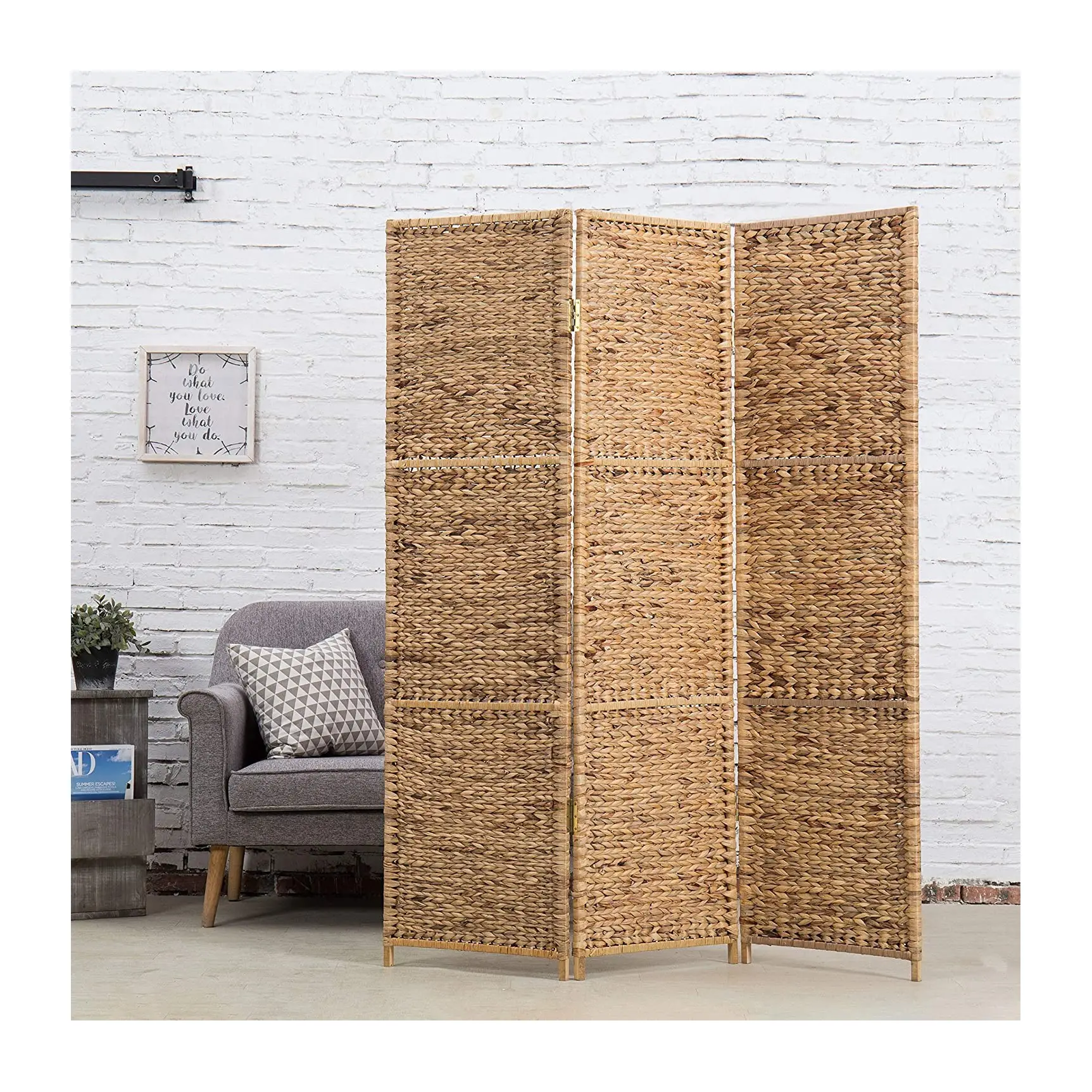 Water hyacinth room divider for interior decorations envirinment friendly folding screens bulk quantity room partitions