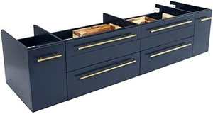 Mueble de Baño Moderno de Pared con Doble Lavabo en Azul Rey para Uso en la Cocina - Product Image 3