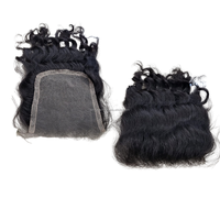 Extensions de cheveux humains vierges Remy indonésiens de haute qualité, marque OEM, avec closure en dentelle 5x5, noir naturel, ondulés, sans nœuds, 10-30 pouces