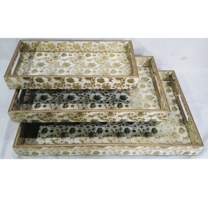 2024 Flora émaillé carré en bois plateau de service conception personnalisée pour la maison hôtel Restaurant nouvel an fête vente chaude 100 pièces - Product Image 1