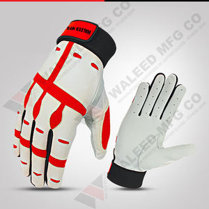 Gants de frappe de baseball en cuir de vachette durable, confortables, avec logo personnalisé, blancs et noirs, pour adultes, pour l'entraînement sportif - Product Image 2