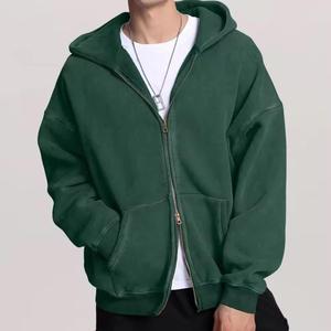 Fully Customized Rhinestone Acid Wash Hoodies Men Embroidery Patch logo French Terry Streetwear Vintage Distressed <b>Zip</b> up Hoodie - Product Image 3