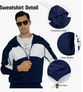 Conjunto Deportivo de Invierno para Hombre, con Capucha, Grueso, 100% Algodón, Estampado, Manga Larga, para Correr, Trotar, Atletismo - Product Image 3