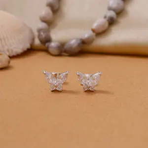 "Trendy Religious 925 Silver Cubic Zirconia <b>Stud</b> <b>Earrings</b> for Women Gold Plated" - Product Image 3