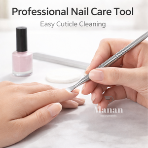 Pousse-cuticules double extrémité en acier inoxydable de qualité supérieure avec poignée antidérapante pour salons professionnels de manucure, pédicure et nettoyage des ongles - Product Image 5