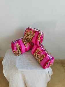 <b>Set</b> of 3 Cotton Quilted Animal Print <b>Makeup</b> Bags with Zipper Closure Lightweight Travel & for Organizer From Rajasthan - Product Image 4