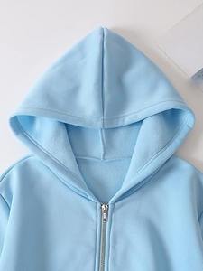 New Colour Wholesale Custom-Made Women's <b>Zip</b>-<b>Up</b> Jacket Solid Color Sweatshirt With Zipper Hoodies and Crop <b>Top</b> for Logo - Product Image 2