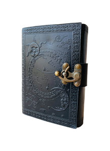 Journal en cuir noir fait à la main avec un motif de dragon en relief, carnet d'écriture vintage, carnet de croquis vierge, cadeau pour homme et femme avec serrure - Product Image 5