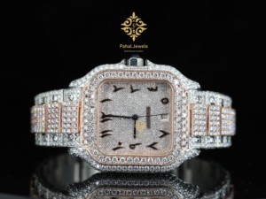 Reloj de Acero Inoxidable Color Oro Rosa de Moda, Esfera con Diamantes de Claridad VVS, Números Romanos, Movimiento Automático, Mecánico de Lujo - Product Image 2