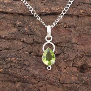 Peridot Sterling Silver Fashion Pendant Pear Gemstone Handmade August Birthstone Jewelry for Women Gift <b>Top</b> Grade Quality IGI - Product Image 5