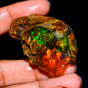 Pierre précieuse brute d'opale éthiopienne, opale éthiopienne brute, pierre de naissance d'octobre, pierre précieuse d'opale naturelle, opale de feu multiple, 87.5 Ct. R-14 - Product Image 4