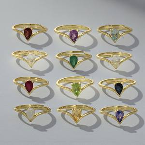 แหวนพลอยรูปทรงลูกแพร์ชุบทองประดับเรนโบว์มูนสโตน |   แหวนเงินแท้ 925 ประดับพลอยประจำเดือนเกิดสำหรับผู้หญิง ขายส่ง - Product Image 2