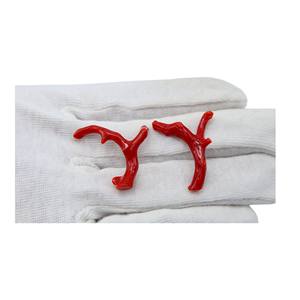 Combina un par de Coral rojo italiano Natural en forma de palo de Coral pulido áspero para hacer joyas de pendientes - Product Image 2