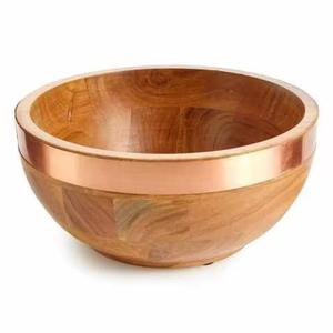 Cuenco de fruta de madera de Acacia de diseño moderno personalizado, cuenco de cocina ecológico para aperitivos, cereales, sopa, comida, cuenco para servir para fiestas - Product Image 3