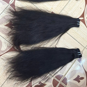 Nouveau et authentique temple droit naturel non transformé extensions de cheveux humains vierges indiens bruts faisceaux véritables - Product Image 1