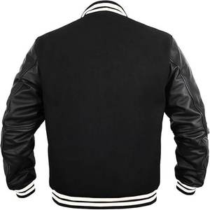 Veste universitaire pour hommes manches en cuir véritable et laine mélangée Letterman Boys College Varsity Jackets XS-5XL - Product Image 3