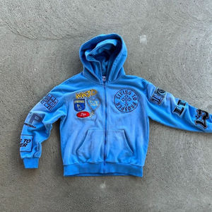 Sweat à capuche personnalisé pour homme, en molleton 100% coton, double couche, vintage, écologique, avec strass de haute qualité, OEM - Product Image 4