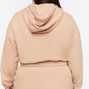 Usine en gros 100% coton biologique recadrée sweat à capuche poids lourd 500g flanelle pour l'impression numérique d'hiver - Product Image 4