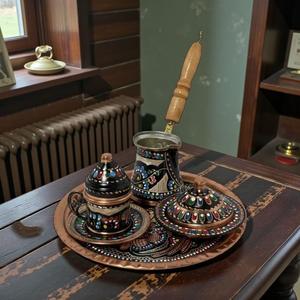 Traditional Vintage Copper Coffee <b>Cup</b> <b>Set</b> Moroccan for Tea Milk Drinkware Glass Ceramic Plastic Metal Classic for Kitchen Gift - Product Image 1