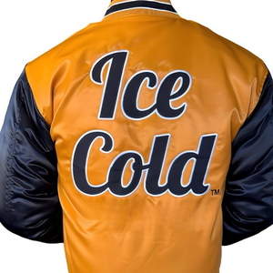 Année de la fondation Blouson aviateur Alpha or noir personnalisé Broderie en chenille de satin Glace froide Varsity Greek Life Apparel OEM - Product Image 6