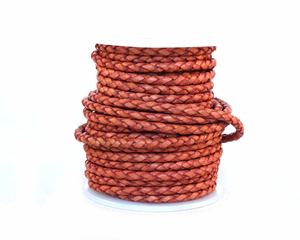 Cordones Redondos de Cuero Trenzado con Acabado Vintage, Cordón Trenzado de 3mm, Hecho de Cuero Genuino, para Manualidades, Última Oferta - Product Image 2