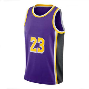 Haute Qualité Brodé Personnalisé Numéro Personnalisation Équipe Basketball Chemises Sans Manches Ras Du Cou Laker Basketball Jersey Adultes - Product Image 1