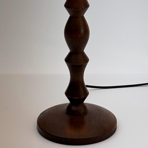 23 Inch <b>Tall</b> Walnut <b>Table</b> Lamp With Empire Natural Linen Shade Modern Country Style For Bedroom Living Room And Hotel Use - Product Image 3