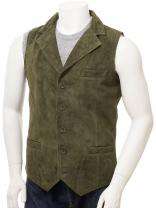 Gilet en cuir de vachette suédé vert pour moto à vente chaude pour hommes - Product Image 2